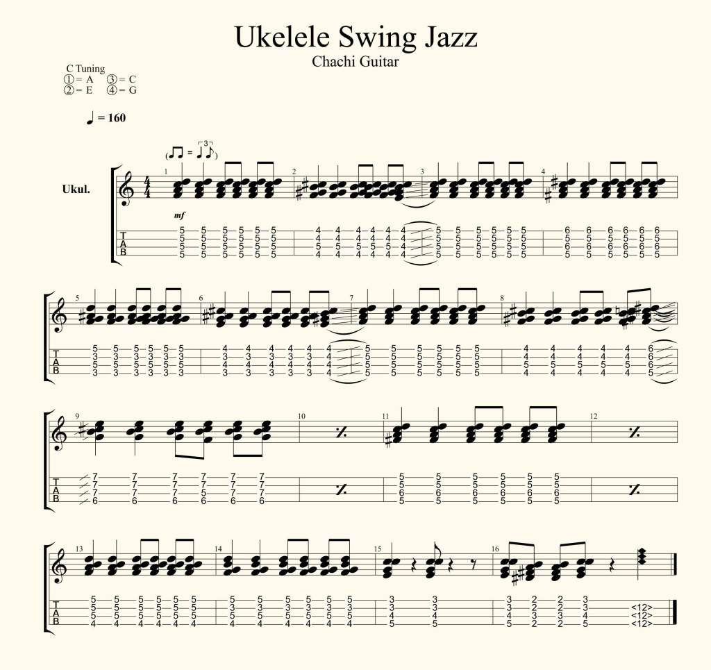 Jazz Swing Ukelele Tab