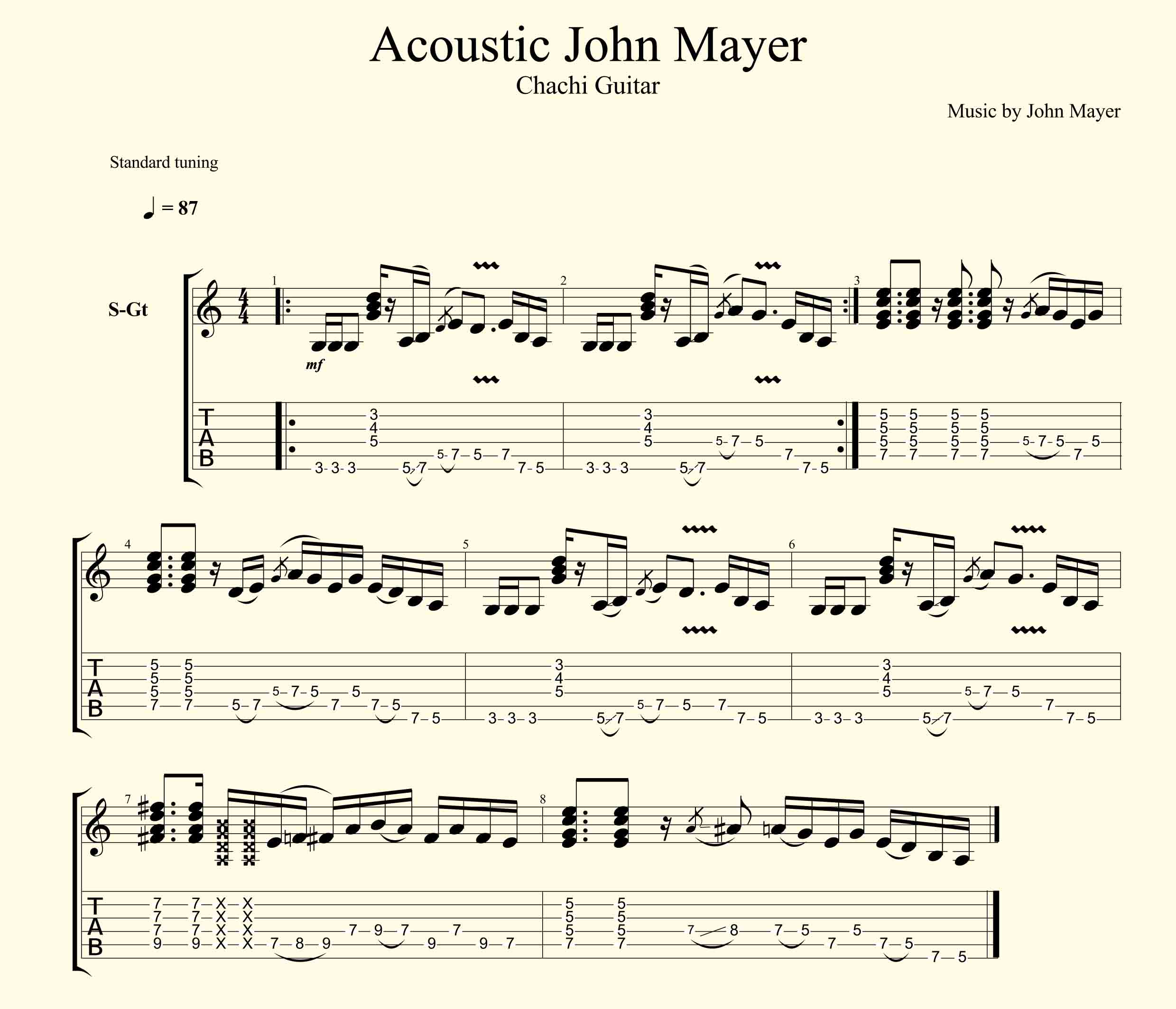 Chord Gitar John Mayer: Belajar Bermain Gitar dengan Mudah » TAB