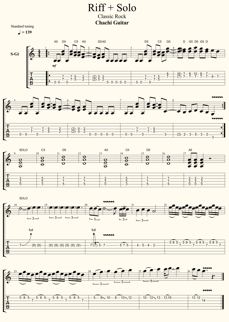 Riff + Solo Fácil Guitarra Rock - Chachi Guitar