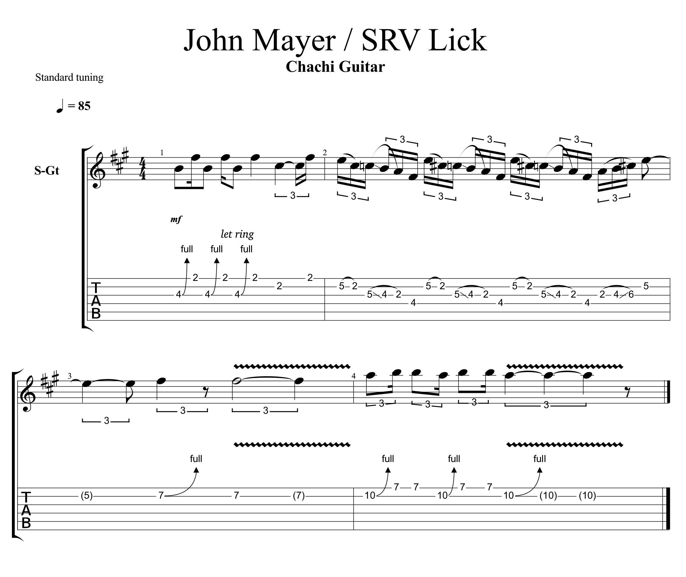John Mayer SRV Lick